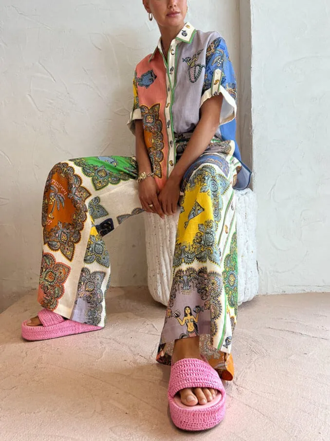 Paisley Satin Floral Button-Down Shirt sold by Like My Choice product image thumbnail 2