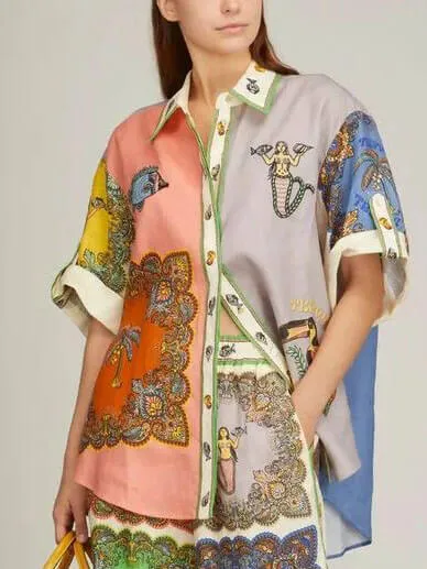 Paisley Satin Floral Button-Down Shirt sold by Like My Choice
