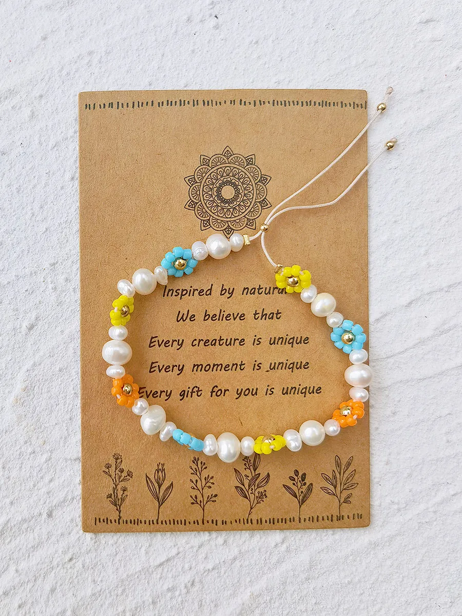 Adjustable Drawstring Beaded Bracelet Colorful Daisies sold by Like My Choice product image thumbnail 4