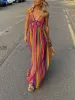 Rainbow Stripe Print V-Neck Maxi Dress sold by Like My Choice