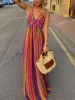 Rainbow Stripe Print V-Neck Maxi Dress sold by Like My Choice