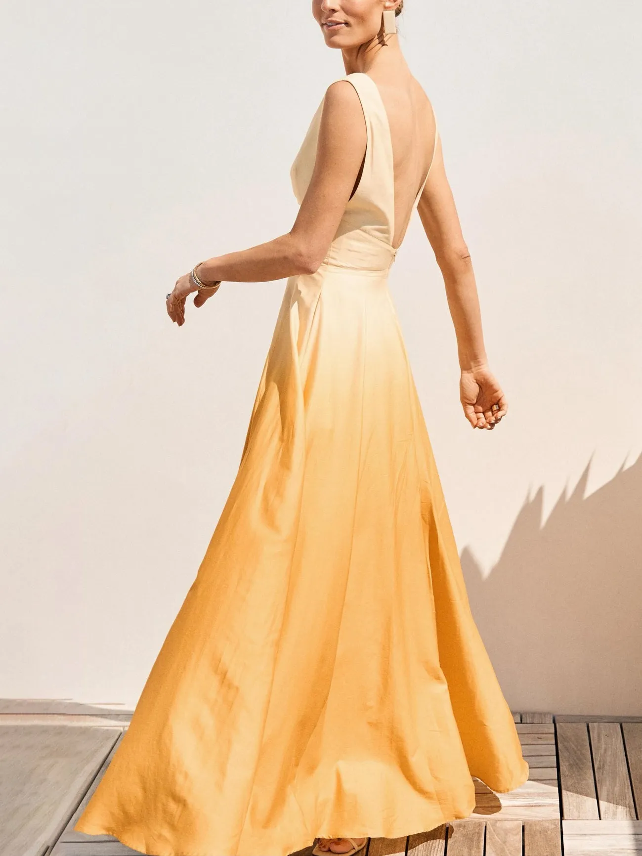 Elegant And Exquisite Gradient Color V-Neck Maxi Dress sold by Like My Choice product image thumbnail 2