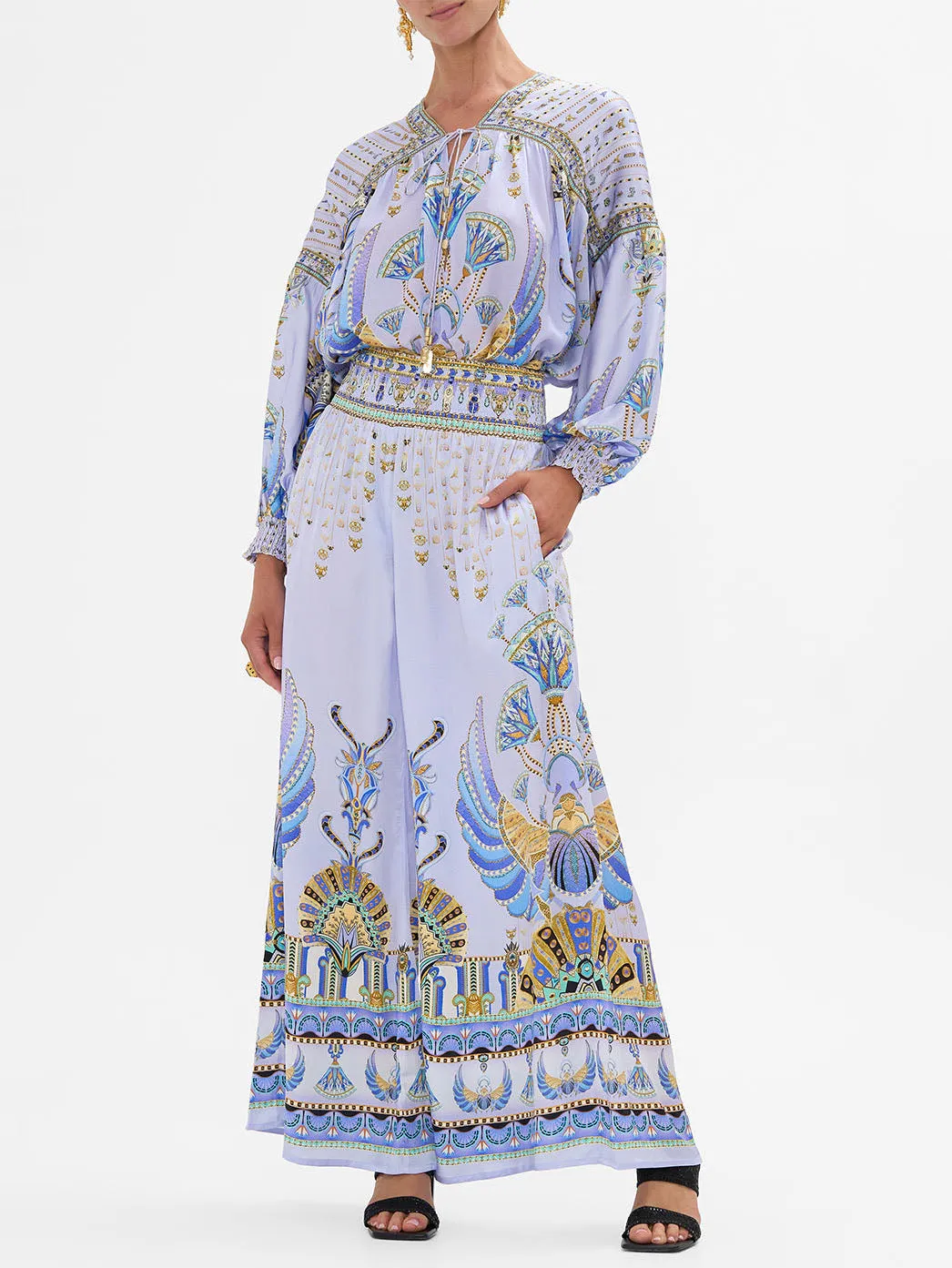 Unique Satin Ethnic Print V-Neck Lantern Sleeve Top sold by Like My Choice product image thumbnail 2