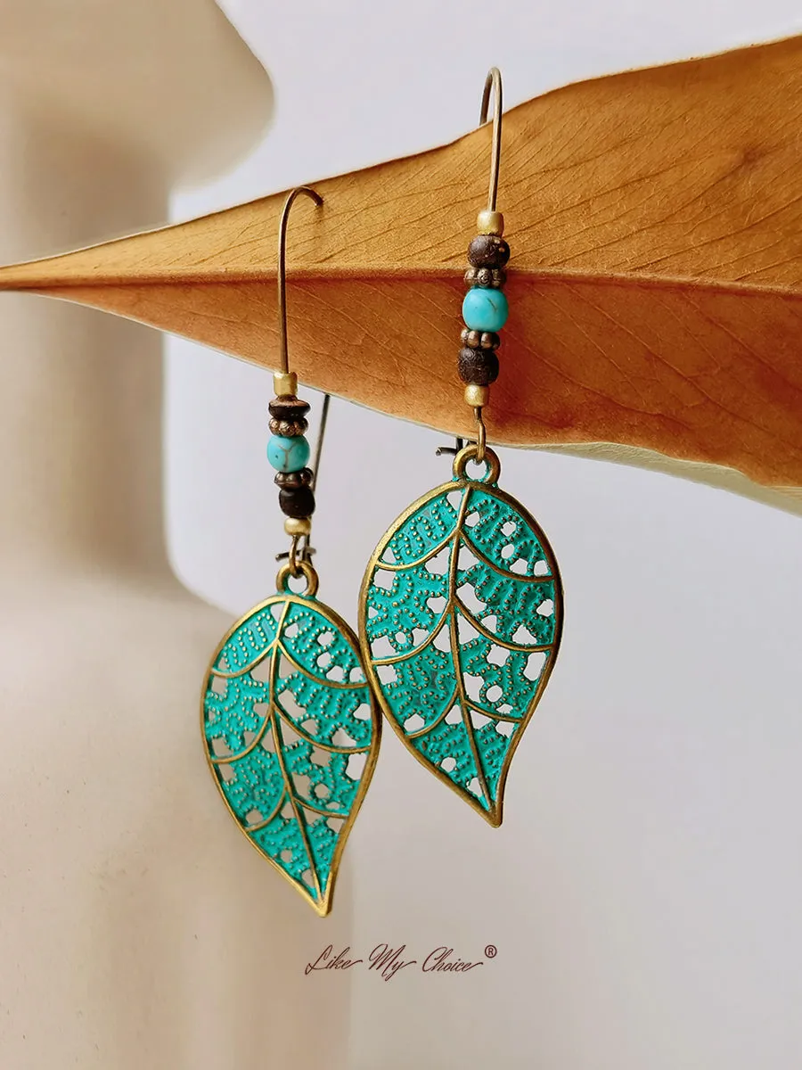 Vintage Hollow Leaf Drop Boho Earrings sold by Like My Choice product image thumbnail 2