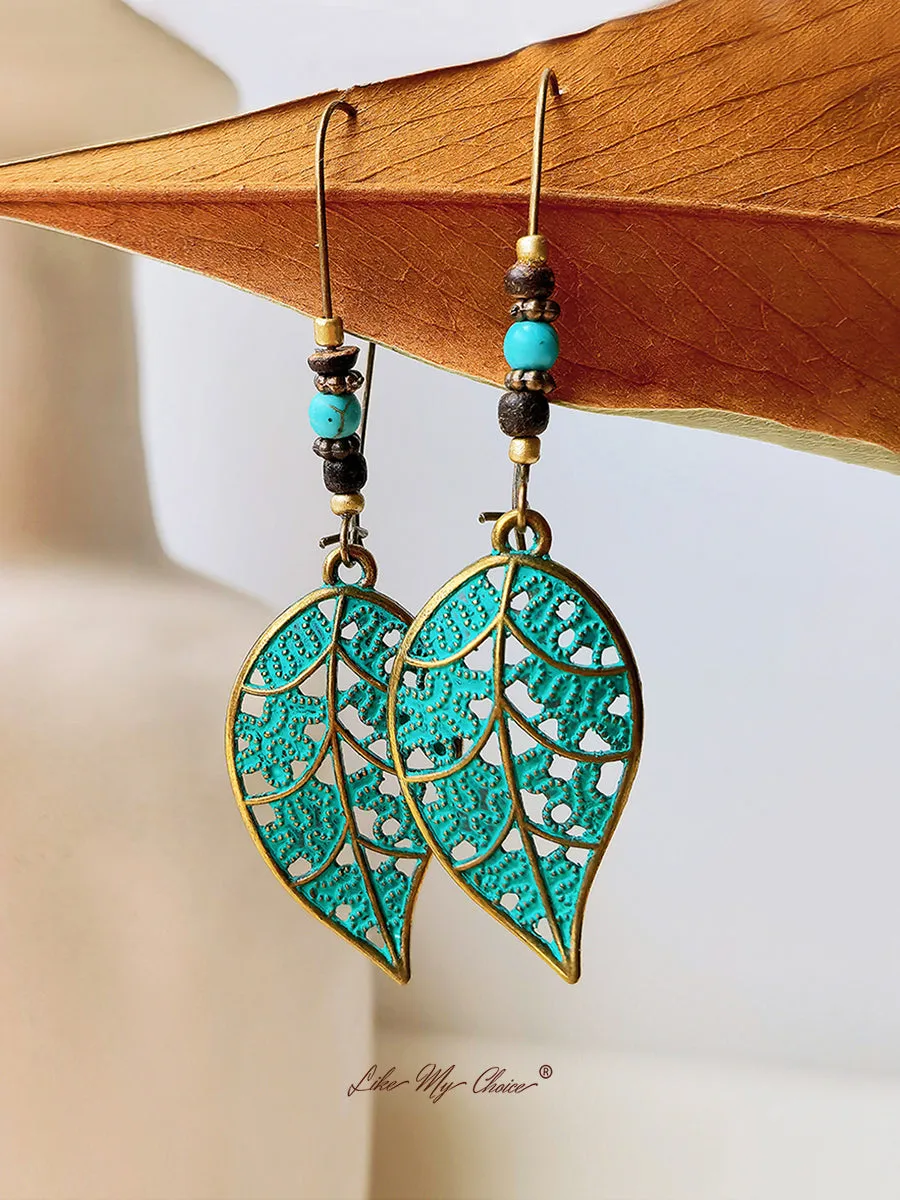 Vintage Hollow Leaf Drop Boho Earrings sold by Like My Choice product image thumbnail 3