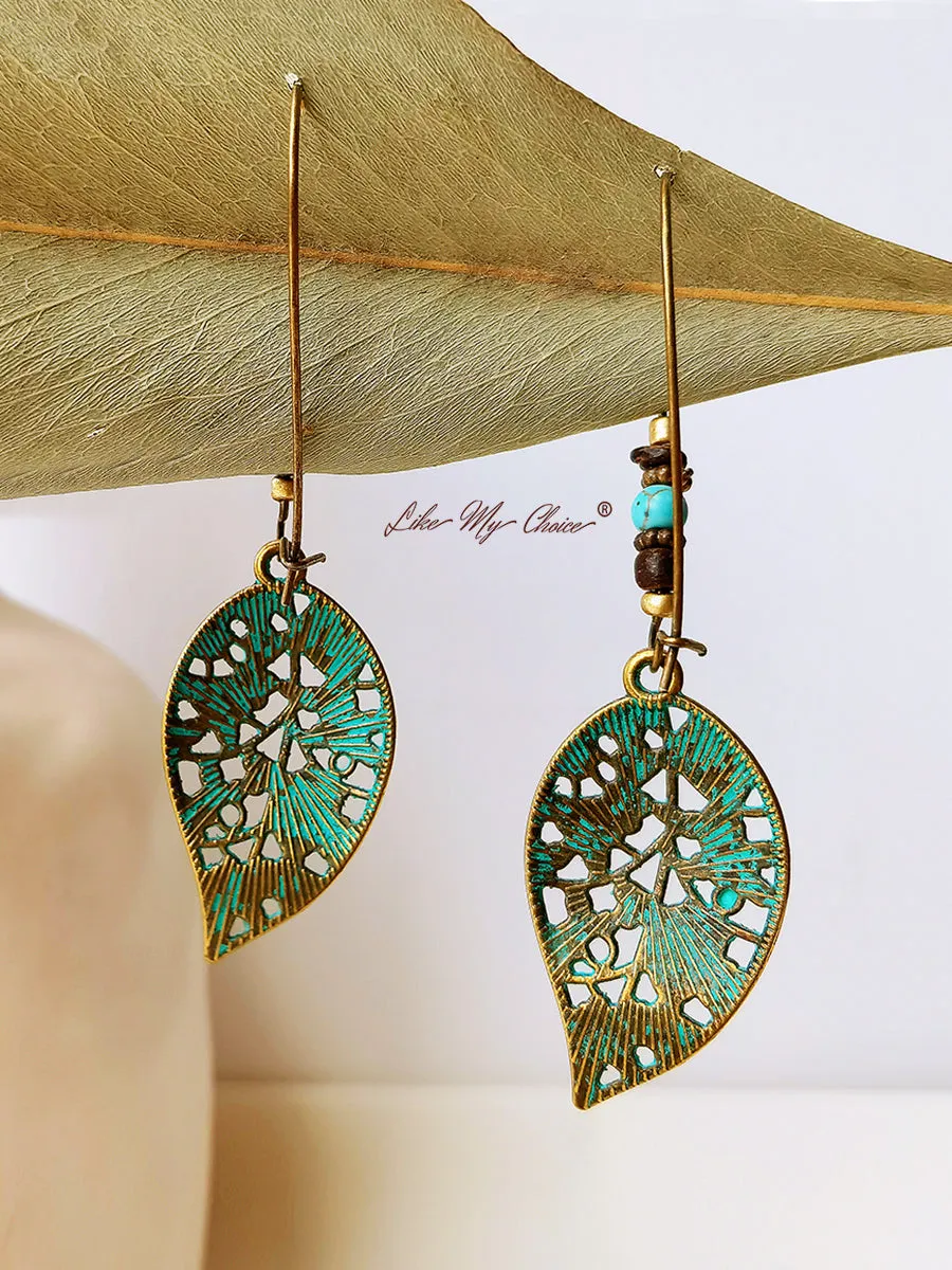 Vintage Hollow Leaf Drop Boho Earrings sold by Like My Choice product image thumbnail 4