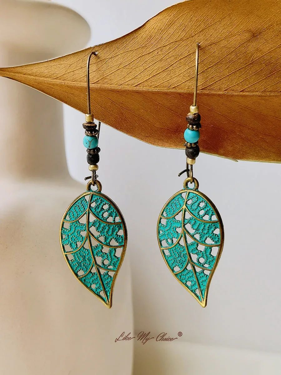 Vintage Hollow Leaf Drop Boho Earrings sold by Like My Choice