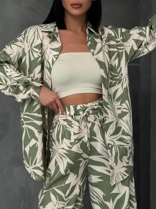 Palm Leaf Print Loose Oversized Shirt sold by Like My Choice