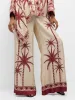 Exquisite Palm Tree Oversized Loose Print Pocket Stretch Wide Leg Pants sold by Like My Choice