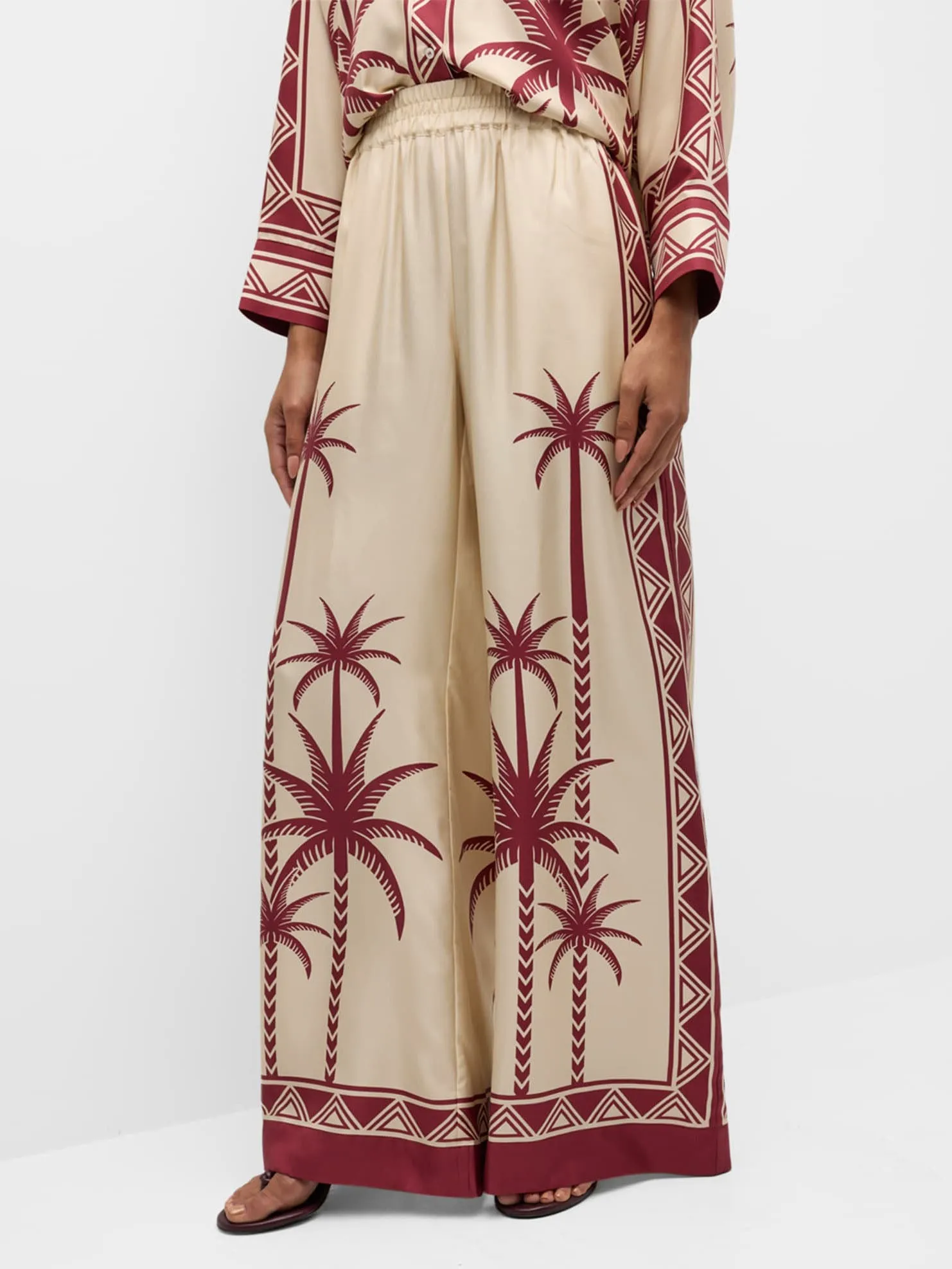 Exquisite Palm Tree Oversized Loose Print Pocket Stretch Wide Leg Pants sold by Like My Choice