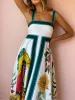 Fashion Printed Backless Halter Hem Loose Dresses sold by Like My Choice
