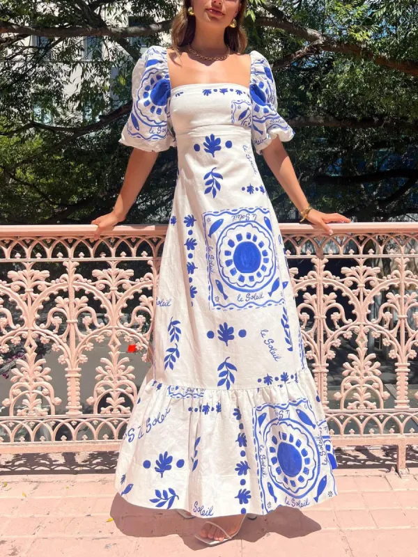 Vacation Puff Sleeve Midi Dress sold by Like My Choice