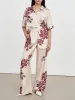 Modern Satin Floral Print Side Pocket Wide Leg Pants sold by Like My Choice