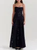 Black Floral Lace Back Maxi Dress sold by Like My Choice