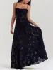 Black Floral Lace Back Maxi Dress sold by Like My Choice