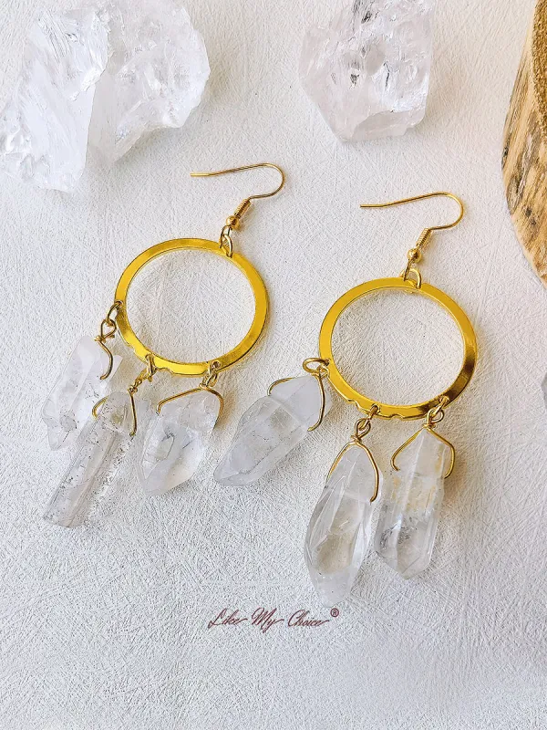 Hippie Quartz Crystal Hoop Earrings sold by Like My Choice