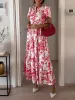 Unique Floral Print V-Neck Short-Sleeved Midi Dress sold by Like My Choice