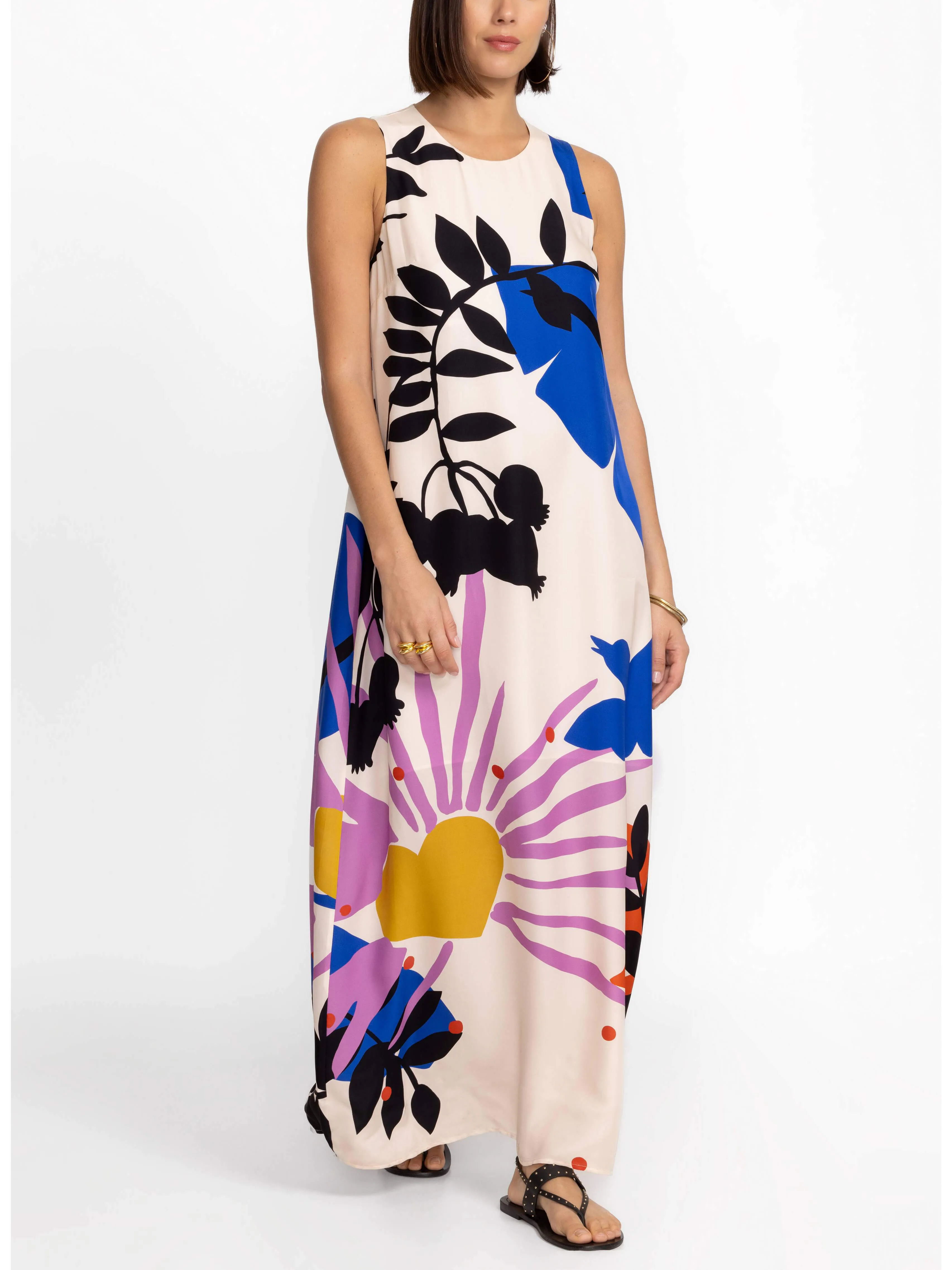 Satin Art Floral Print Maxi Dress sold by Like My Choice