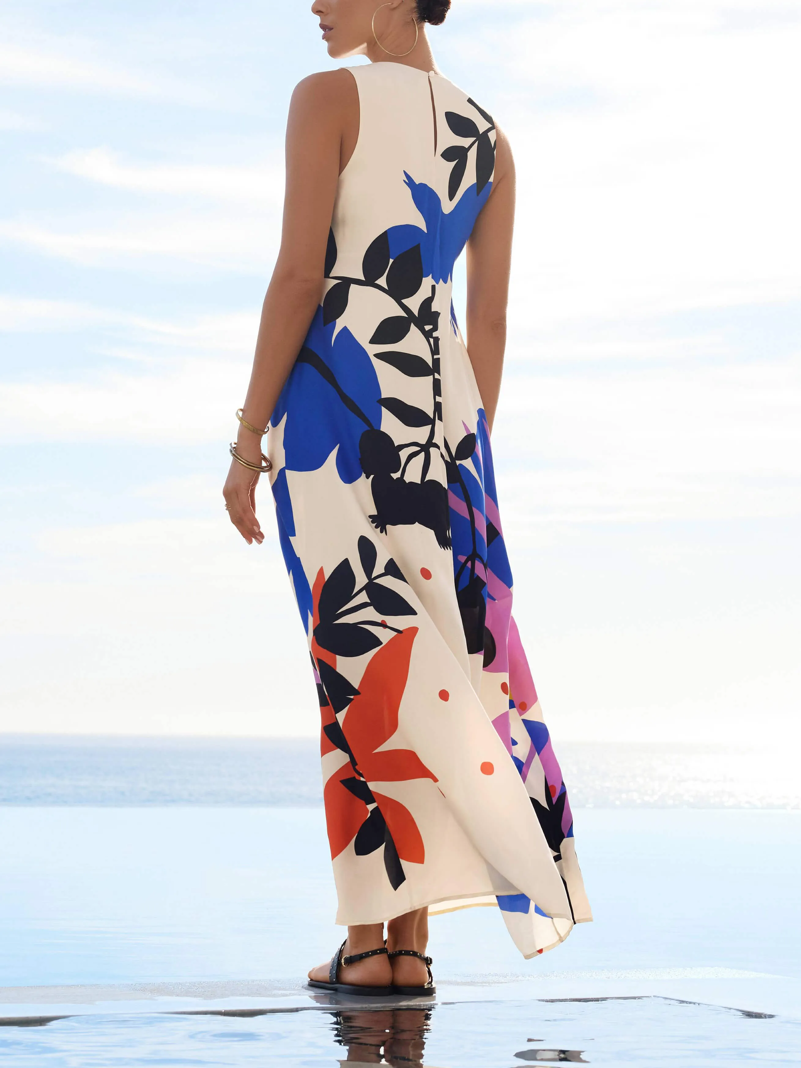 Satin Art Floral Print Maxi Dress sold by Like My Choice product image thumbnail 2