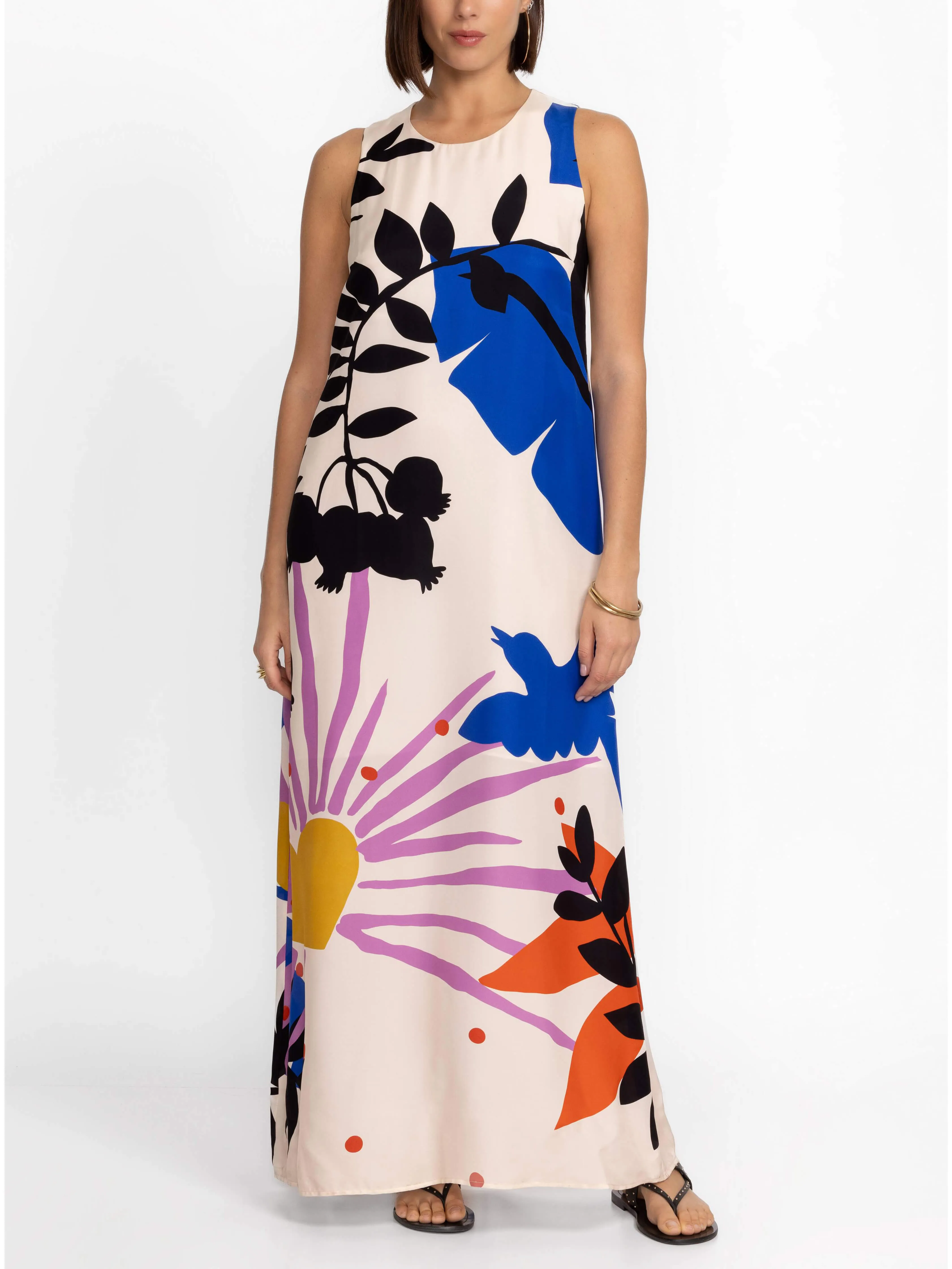 Satin Art Floral Print Maxi Dress sold by Like My Choice product image thumbnail 3