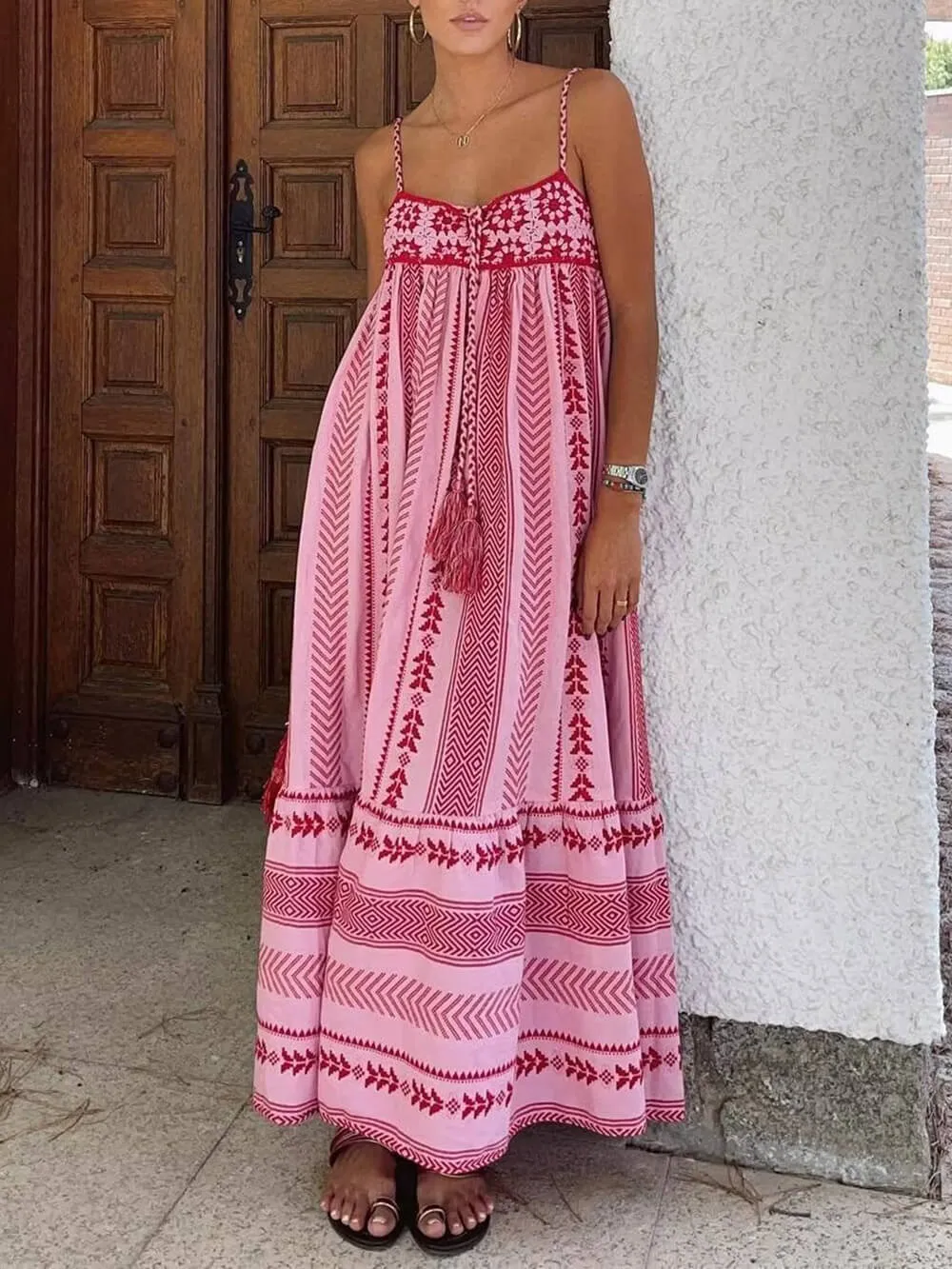 Ethnic Style Crochet Patchwork Knitted Slip Maxi Dress sold by Like My Choice