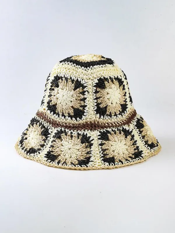 Crochet Hat Flower Black Cream sold by Like My Choice