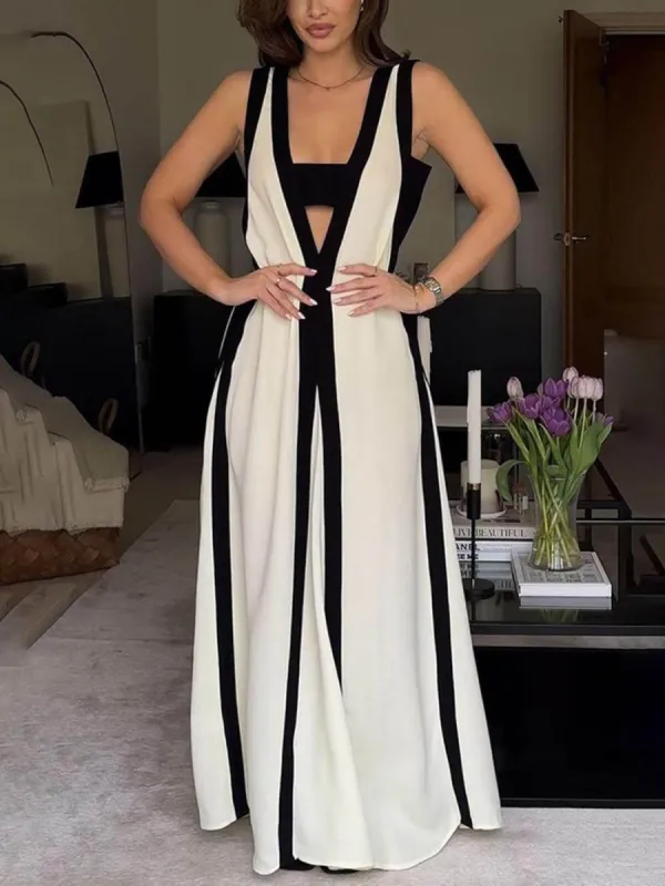 Reversible Style Colorblock A-Line Maxi Dress sold by Like My Choice