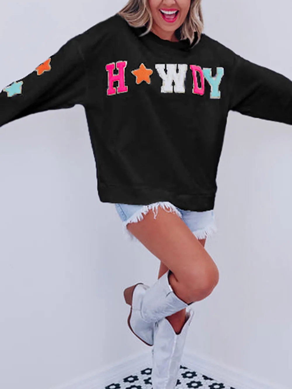 Fashion Letter Star Print Sweatshirt sold by Like My Choice product image thumbnail 4