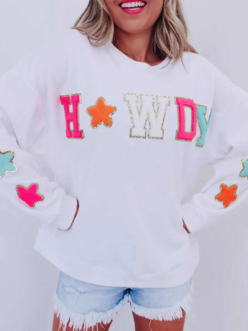 Fashion Letter Star Print Sweatshirt sold by Like My Choice