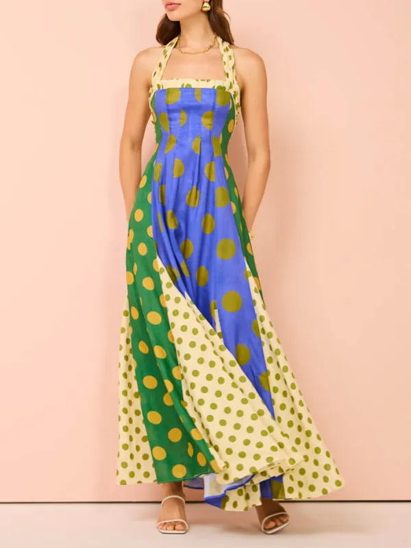 Ethnic Feature Polka Dots Halter Midi Dress sold by Like My Choice