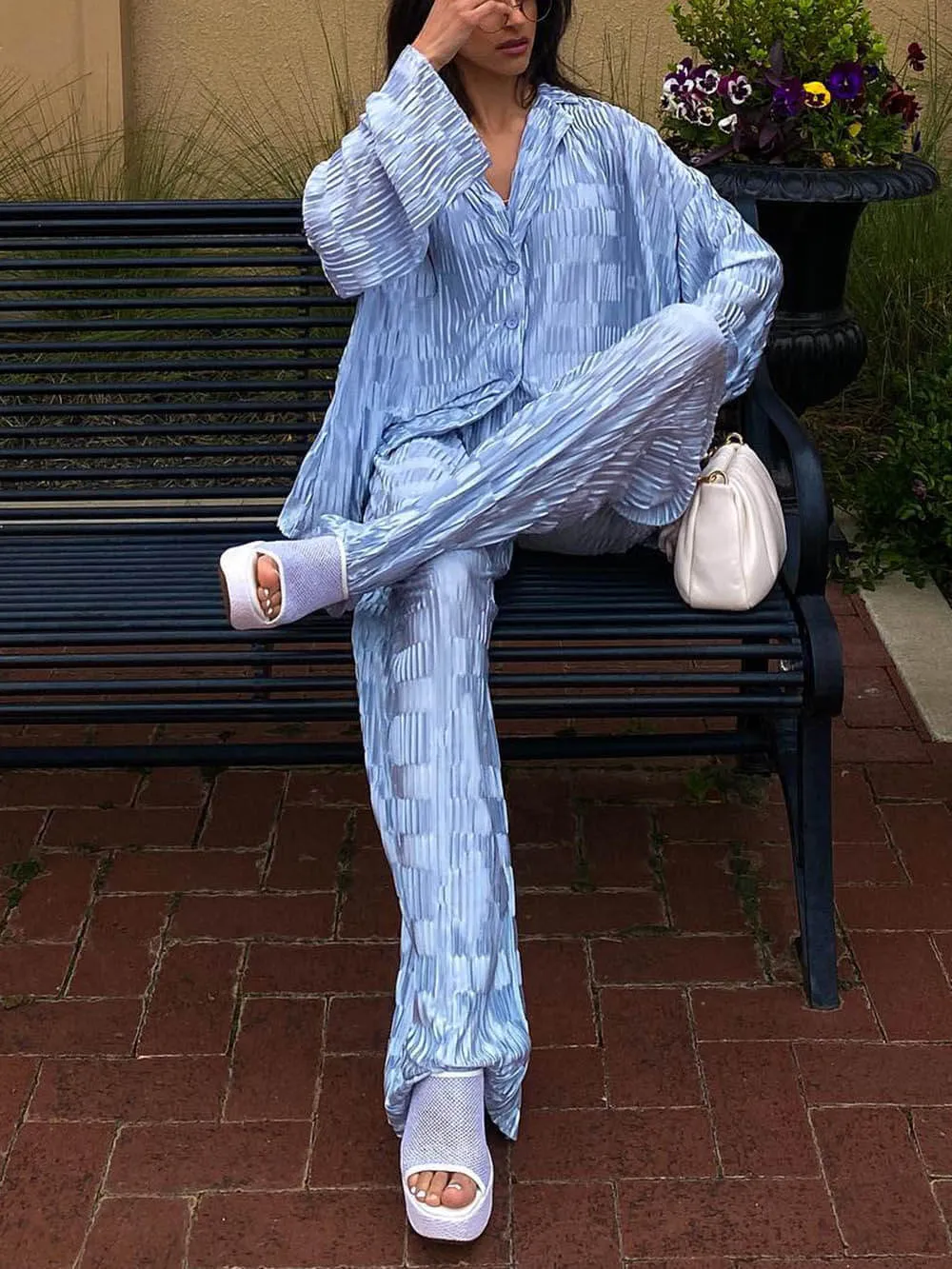 Unique Pleated with Waves Oversized Shirt sold by Like My Choice product image thumbnail 3