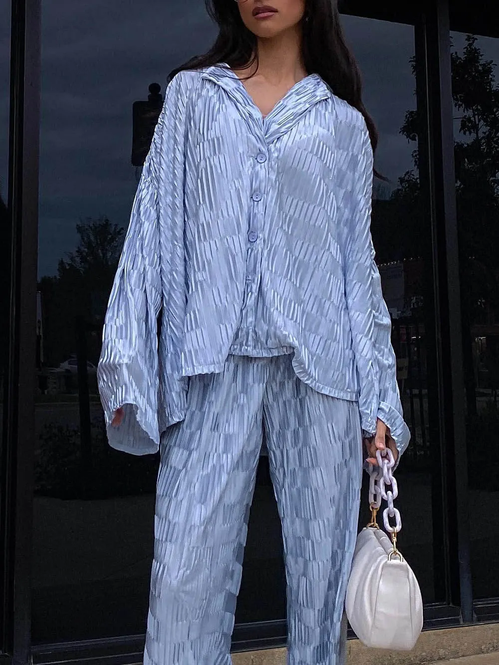Unique Pleated with Waves Oversized Shirt sold by Like My Choice product image thumbnail 4