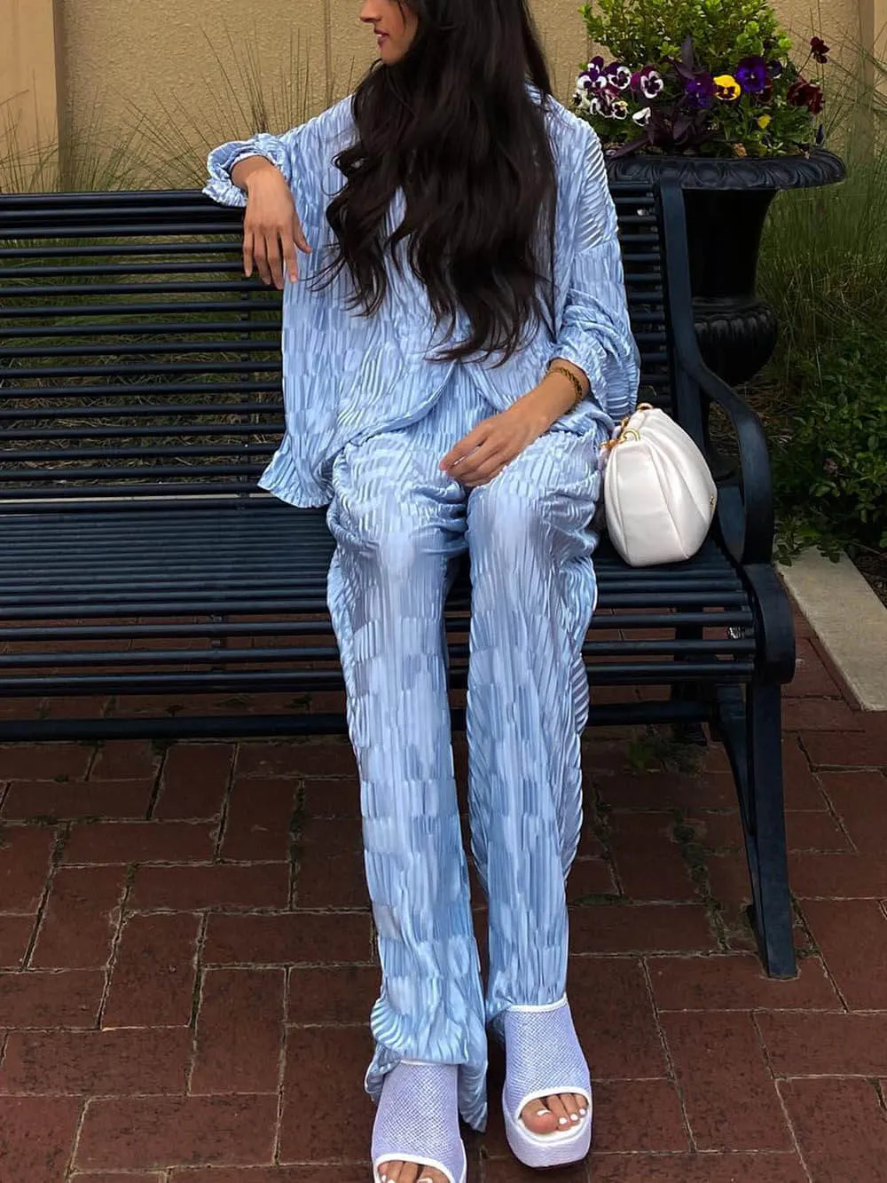 Unique Pleated with Waves Oversized Shirt sold by Like My Choice product image thumbnail 5
