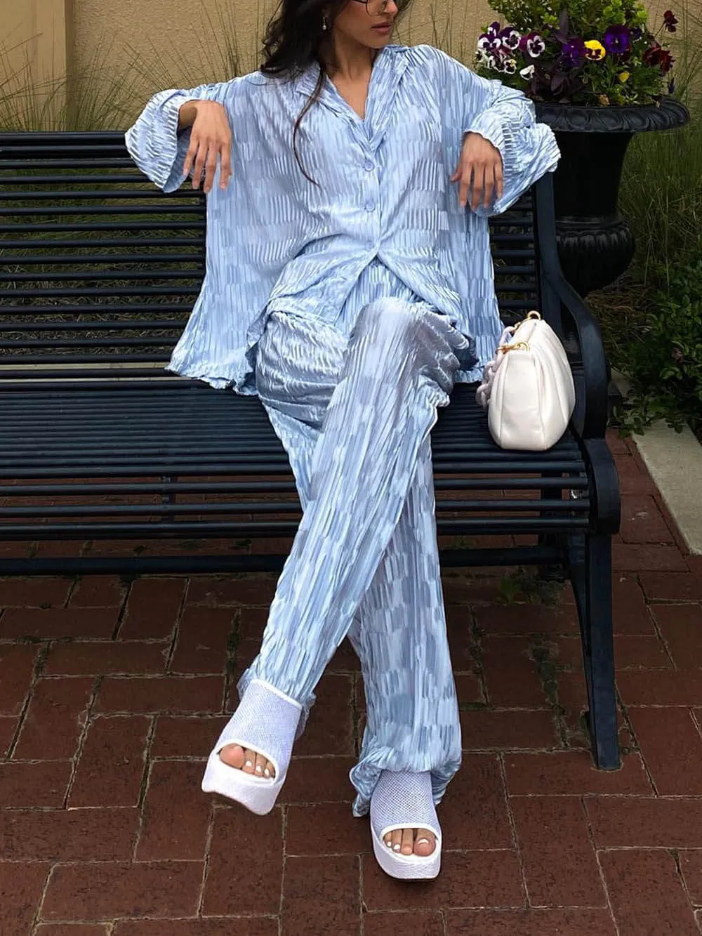Unique Pleated with Waves Oversized Shirt sold by Like My Choice product image thumbnail 2