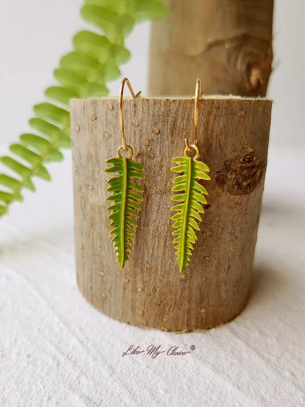Pressed Flower Earrings - Natural Forest Fern Resin Leaf Botanical sold by Like My Choice
