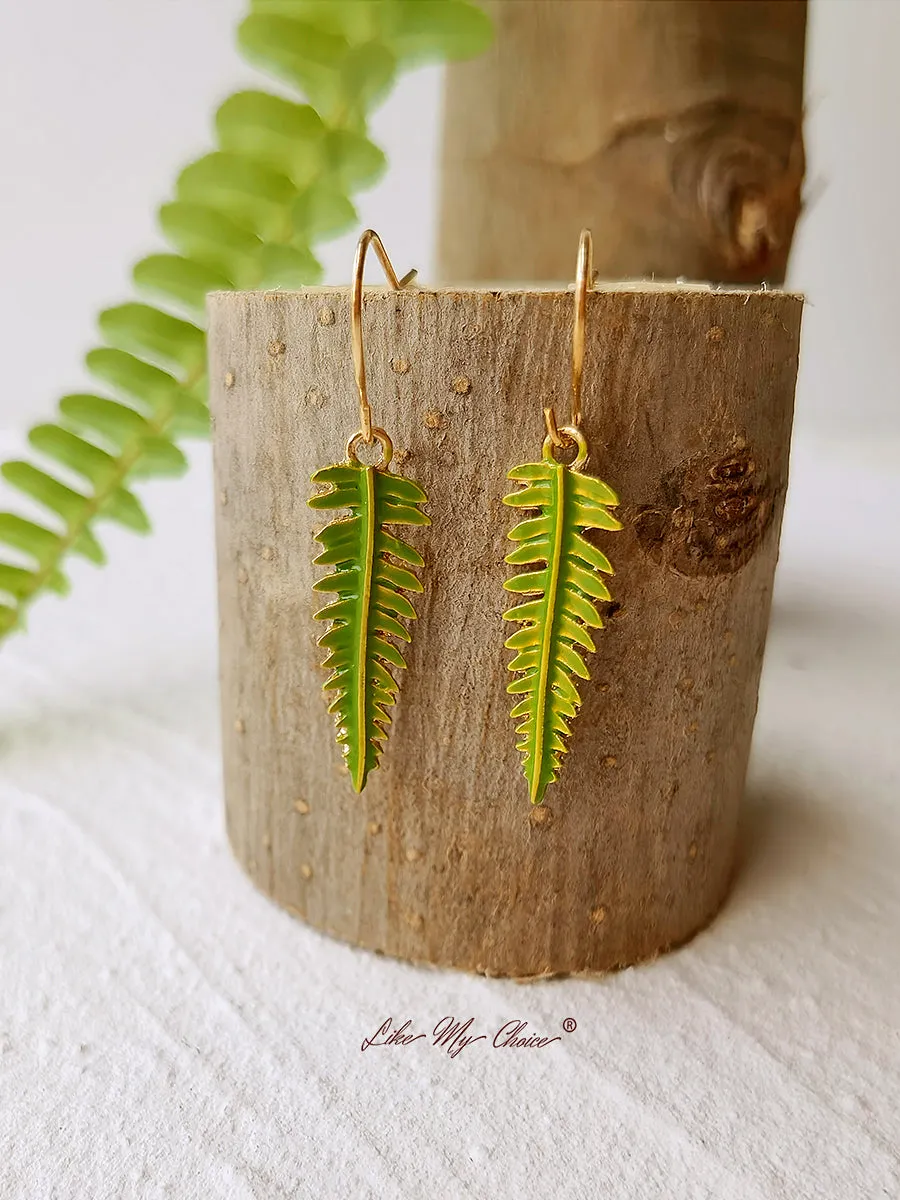Pressed Flower Earrings - Natural Forest Fern Resin Leaf Botanical sold by Like My Choice