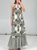 Summer Floral Print Halter Neck Loose Midi Dress sold by Like My Choice