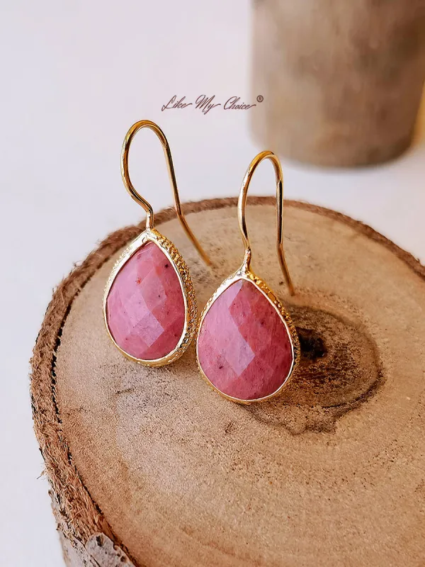 Natural Stone Teardrop Bobo Earrings sold by Like My Choice