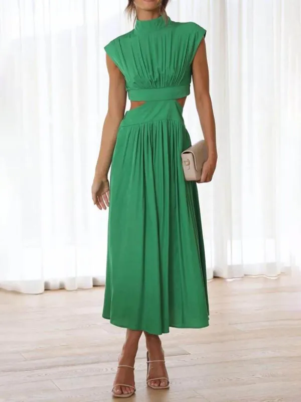 Cutout Waist Pocketed Vacation Midi Dress sold by Like My Choice