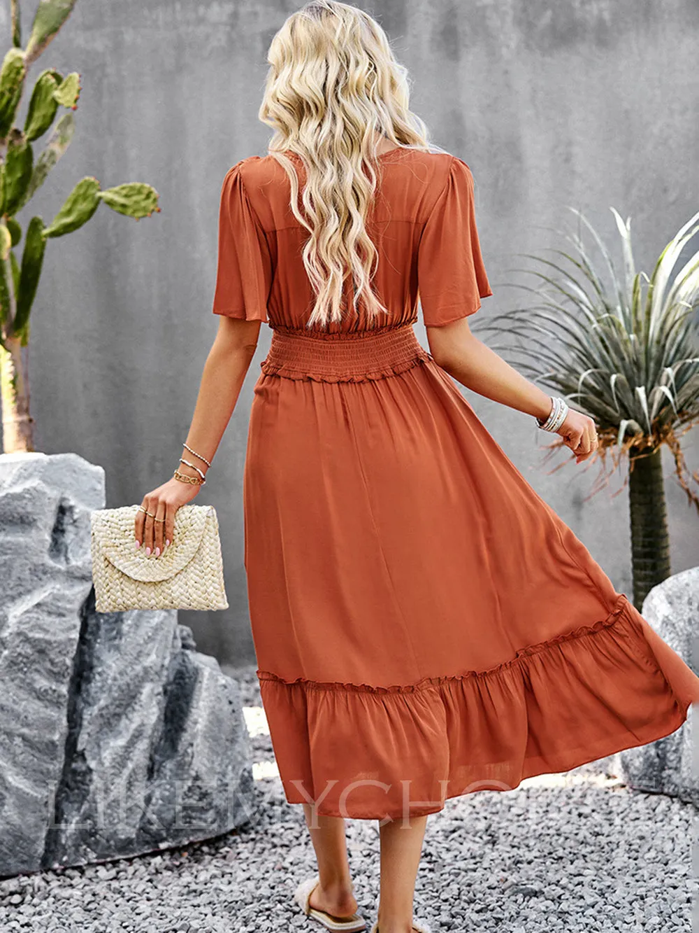 V-Neck Flutter Short Sleeve Boho Dresses sold by Like My Choice product image thumbnail 2
