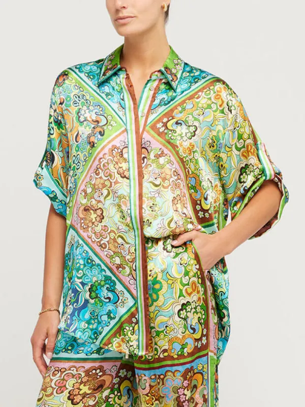 Special Satin Print Button-Down Shirt sold by Like My Choice