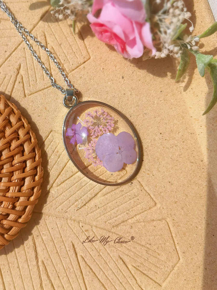 Resin Pendant Necklace With Queen Anne Lace Cherry Embossed Flowers sold by Like My Choice product image thumbnail 4