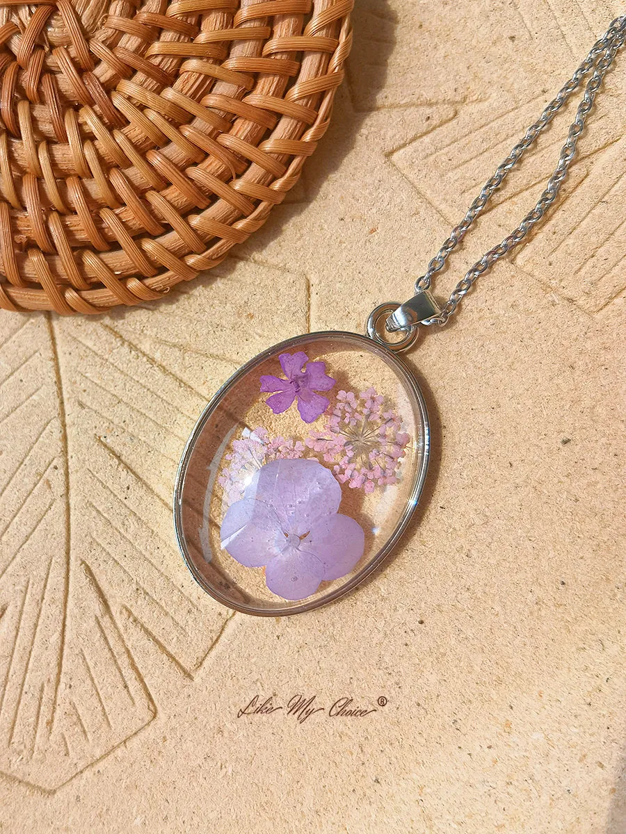 Resin Pendant Necklace With Queen Anne Lace Cherry Embossed Flowers sold by Like My Choice product image thumbnail 2