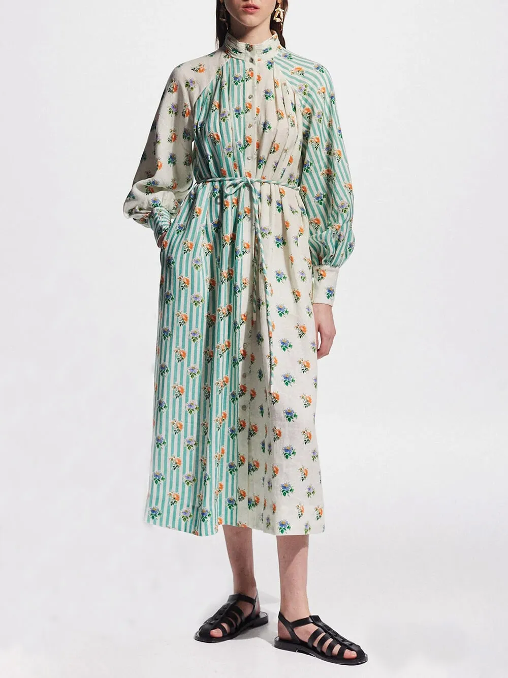 Elegant Puff Sleeve Printed Shirt Dress sold by Like My Choice