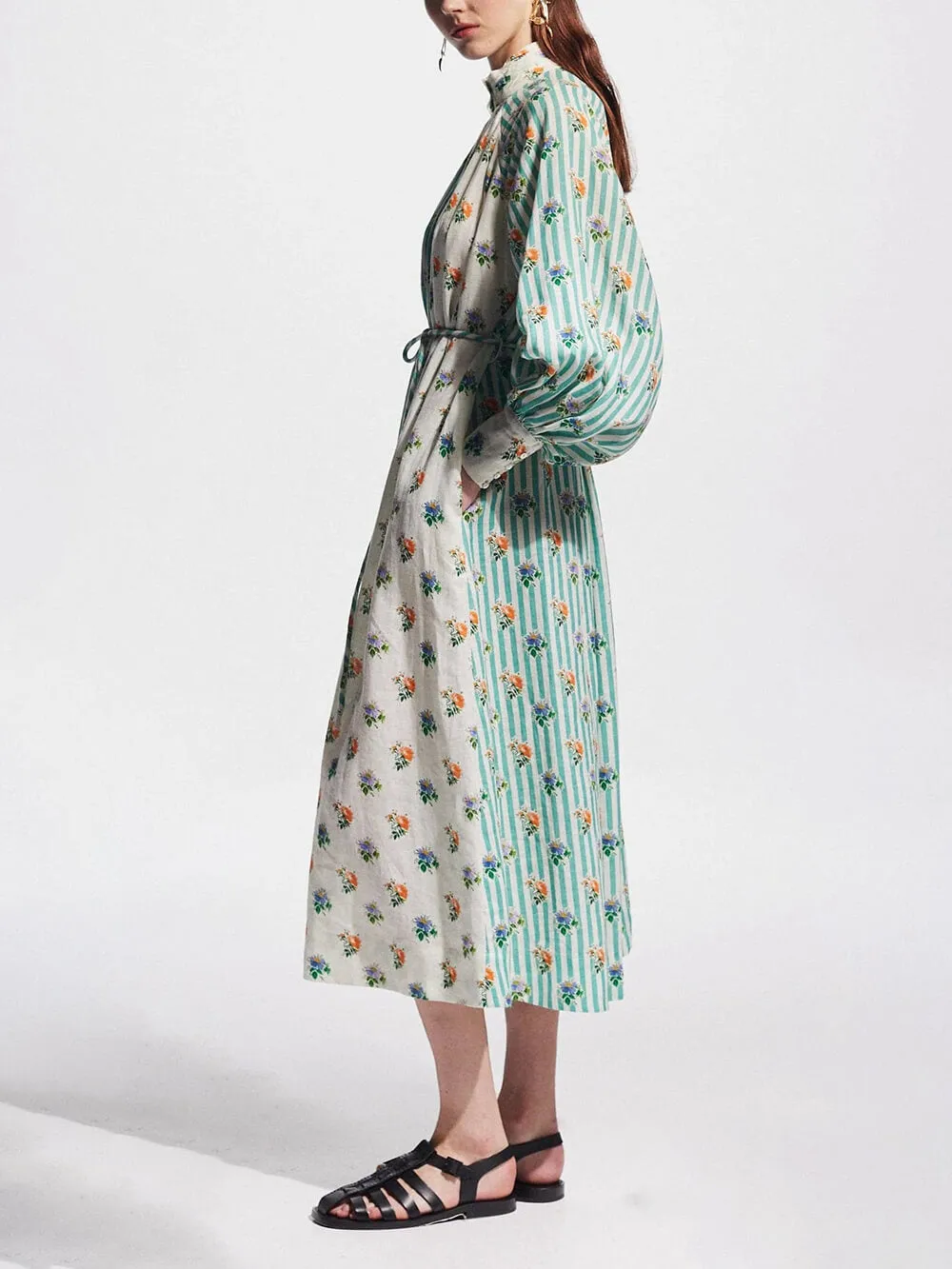 Elegant Puff Sleeve Printed Shirt Dress sold by Like My Choice product image thumbnail 2