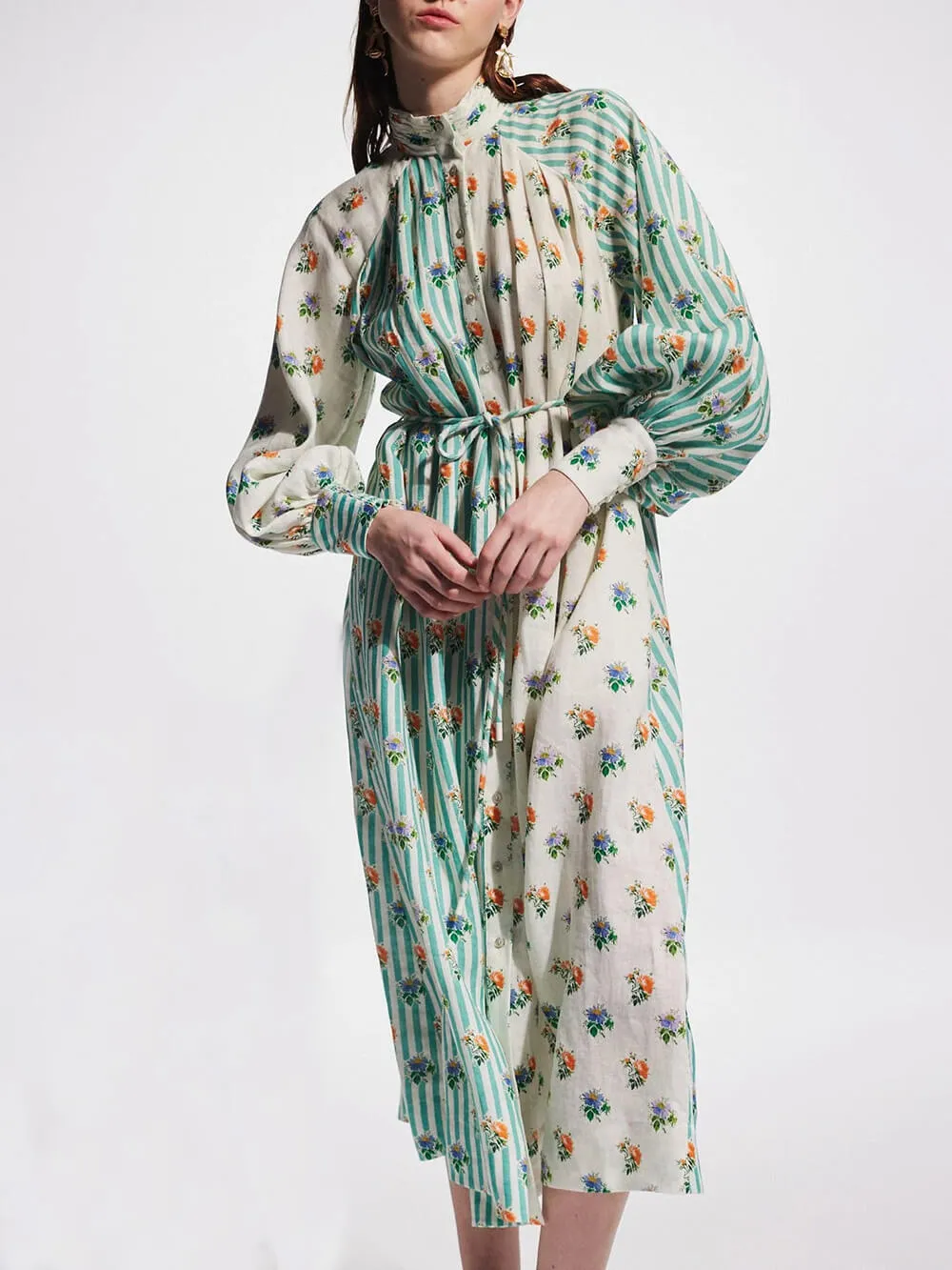 Elegant Puff Sleeve Printed Shirt Dress sold by Like My Choice product image thumbnail 3