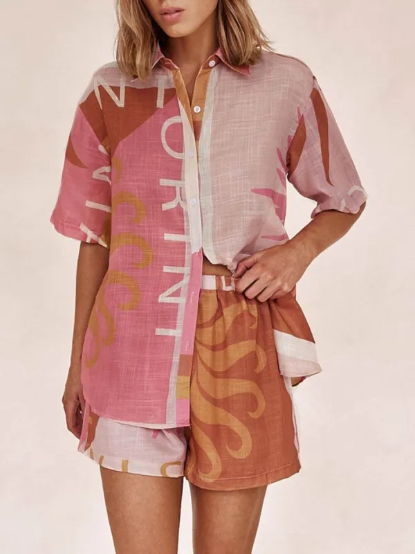 Bright Sun Loose Printed Vacation Shirt Shorts Set sold by Like My Choice