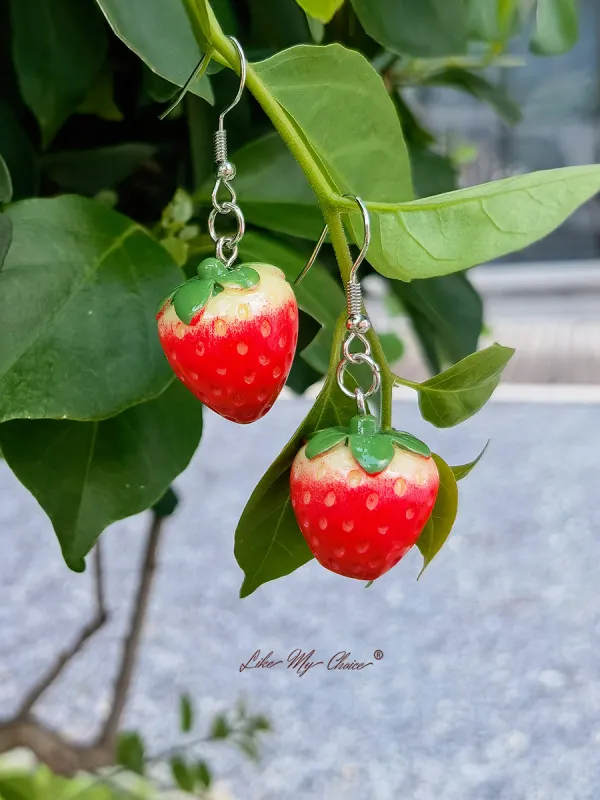 Cute Strawberry Drop Earrings sold by Like My Choice