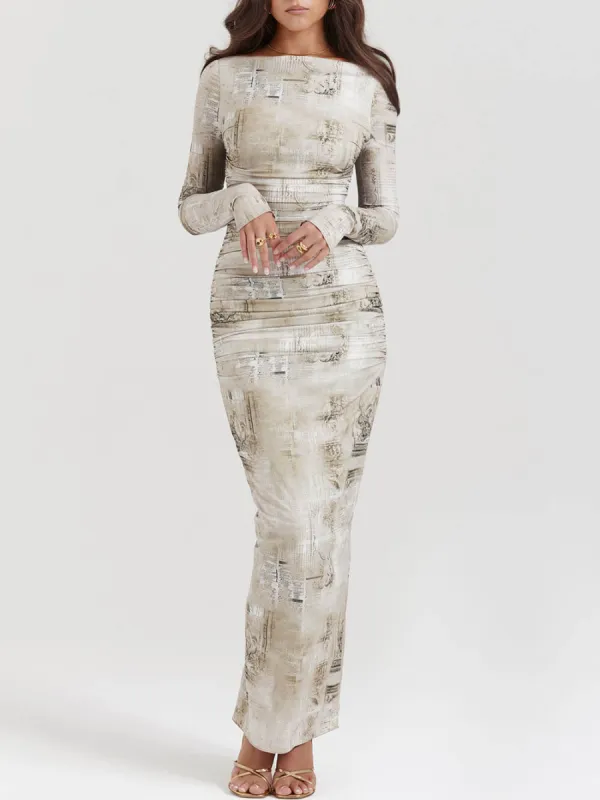 Pale Sage Print Maxi Dress sold by Like My Choice