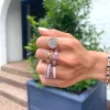 Gemstone and Diamond Halfway Band sold by LINDSEY LEIGH JEWELRY